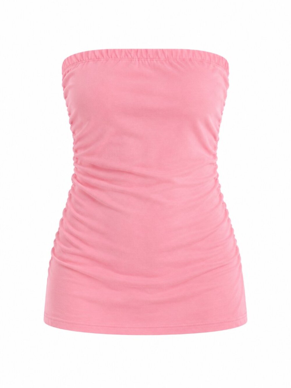 Pink Terry Cloth Strapless Ruched Beach Cover-Up Mini Dress | Size S